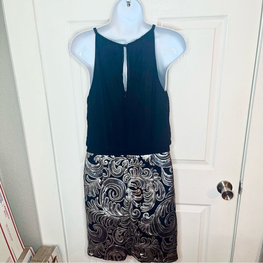 Laundry by Shelli Segal Sleeveless Bodice & Sequin Skirt Mini Dress Black 8 - Picture 9 of 13